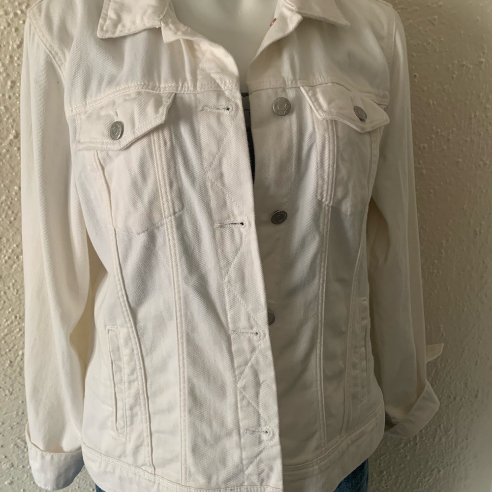 Old Navy White Jean Jacket Classic Denim Style